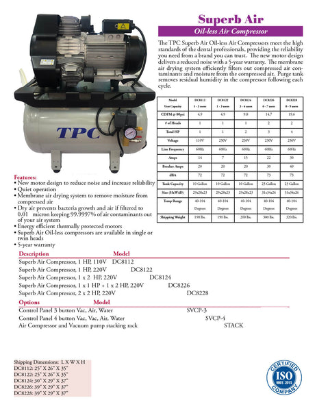 (NEW) TPC Superb Air Oilless Compressor