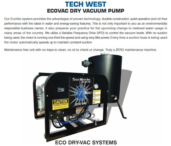 Tech West VPD5S2 Eco-Vac Dry Vacuum System (5-7 User) ( NEW ) – Pre ...
