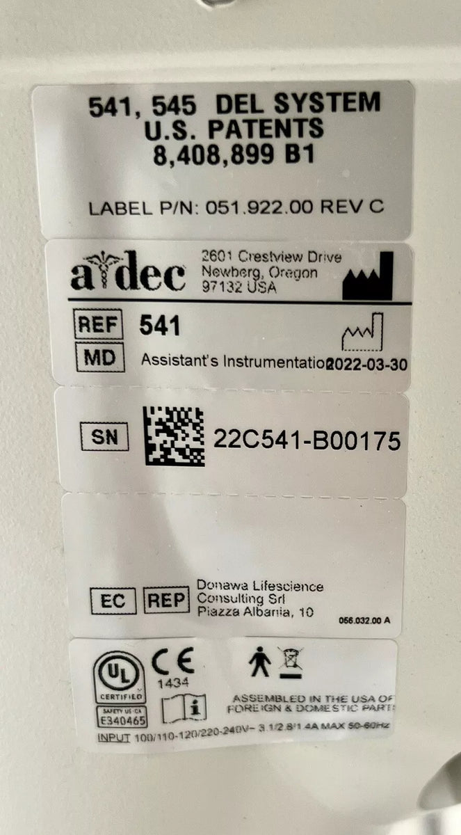 Adec Rear Assistant 2022 A-dec 541 Rear Delivery & Assistant Table – Pre-Owned Dental Inc.