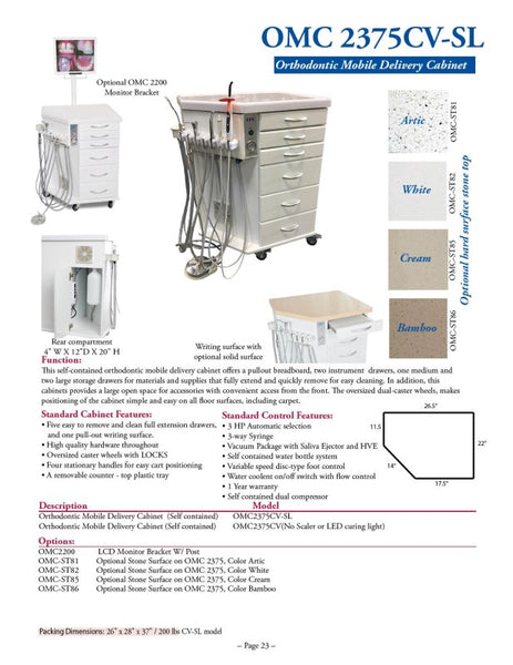 (NEW) TPC 2375CV-SL Self Contained Ortho Mobile Delivery Cabinet
