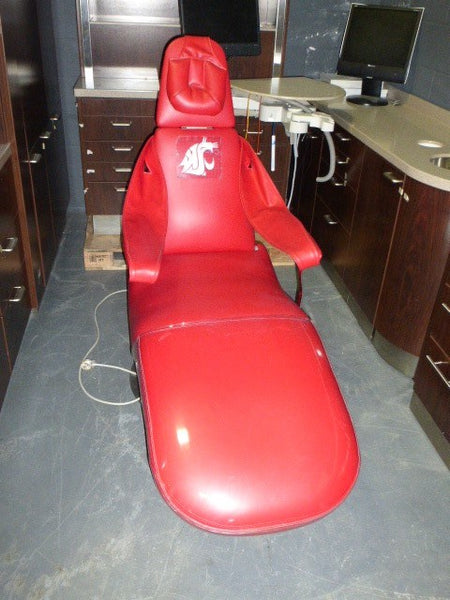 V Chair with New Red Upholstery